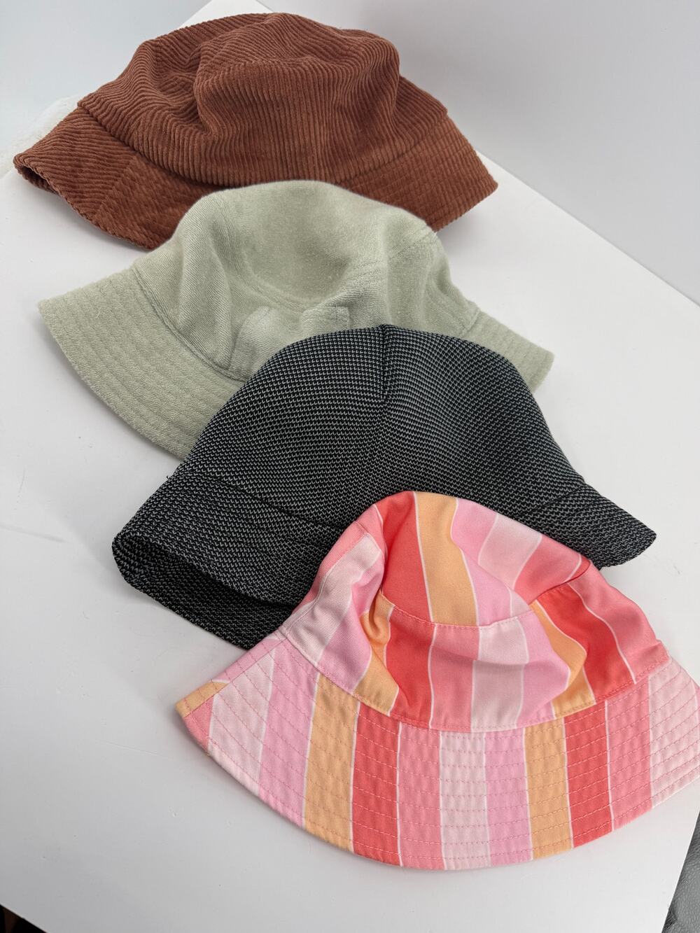 Bucket Hats Womens Corduroy Terry Knit Striped Y2K Casual Multicolor Lot of 4
